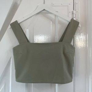 Abercrombie Wide Strap Square-Neck Top in Sage Green